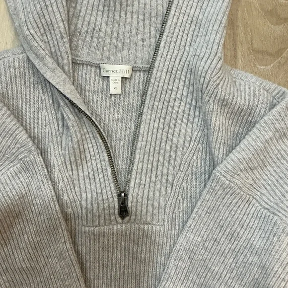 Garnet Hill Light Gray Ribbed Knit Sweater - Picture 2 of 4